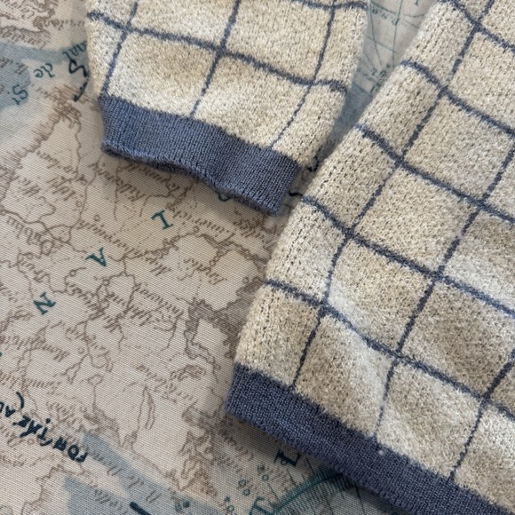 VTG! Alfred Dunner Blue White Plaid Preppy Button Up Knit Cardigan L USA 80s - Picture 8 of 15